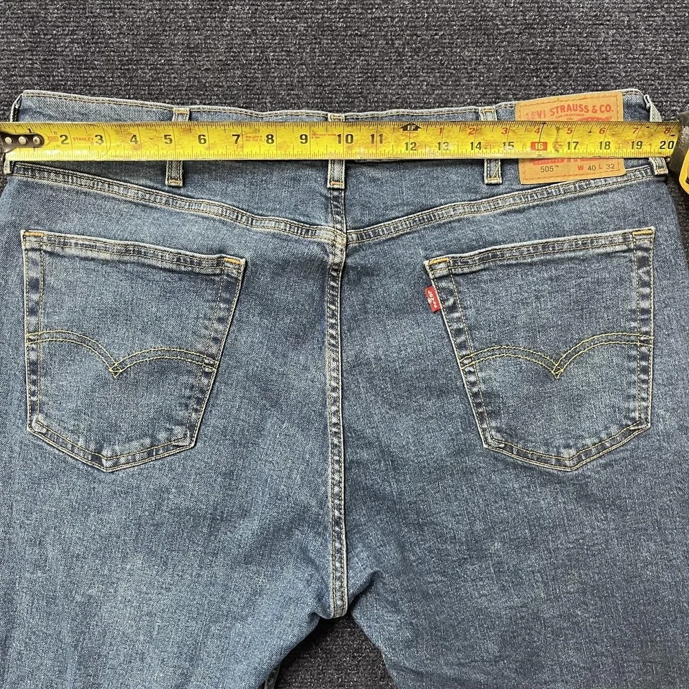 Levis 505 Jeans Mens 40x32 Blue Medium Wash Straight Leg Zip Fly Denim WaterLess